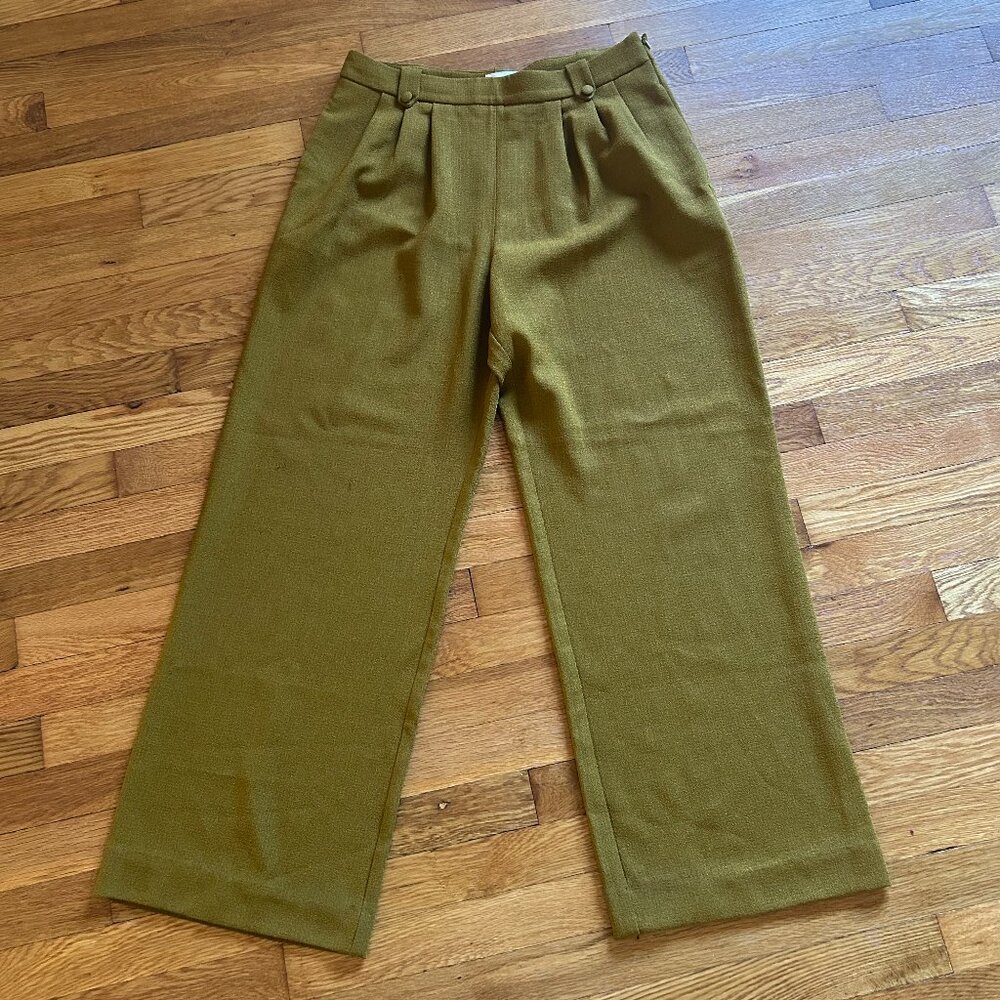Sezane Loulou Trousers in Olive Green